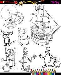 Image showing fantasy cartoon set for coloring book