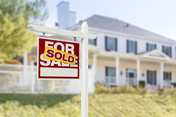 Image showing Sold Home For Sale Sign in Front of New House