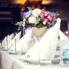 Image showing Beautiful flowers on table