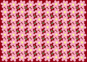 Image showing Texture . Flowers on a red background.