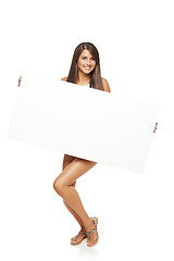 Image showing Woman with white banner