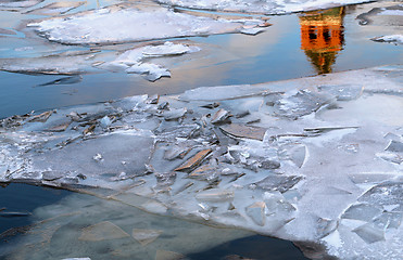 Image showing Texture of river ice photographed