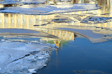 Image showing Texture of river ice photographed