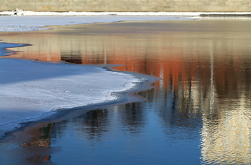 Image showing Ice floating on the river in winter Moscow