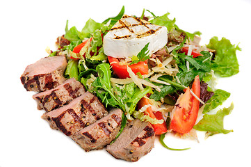 Image showing Veal meat with fresh vegetable salad