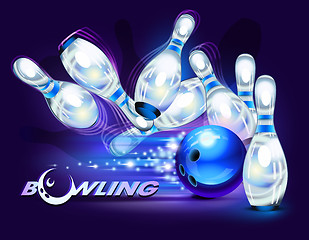 Image showing Bowling game over blue