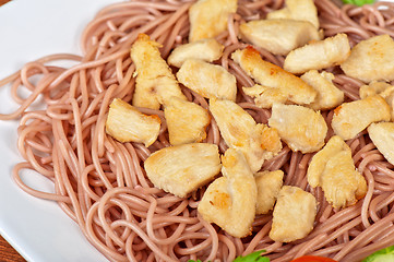 Image showing pasta with chicken meat