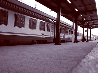 Image showing Retro look Train at station