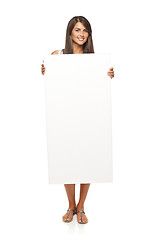 Image showing Woman showing blank copy space