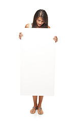 Image showing Woman showing blank copy space