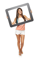 Image showing Woman looking through frame