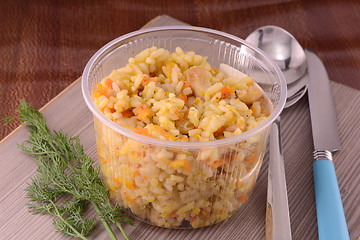 Image showing Chinese cuisine - fried rice with meat and papper