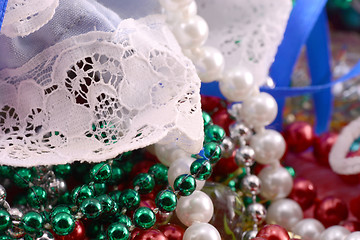 Image showing christmas ornament with pearls, new year card