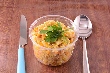 Image showing Chinese cuisine - fried rice with meat and papper