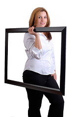 Image showing Woman And PictureFrame