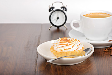 Image showing Breakfast time with coffee and cake