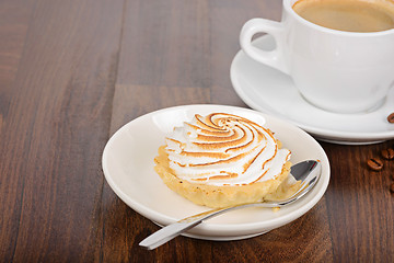 Image showing Breakfast time with cake and coffee