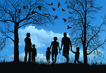 Image showing Family In Autumn Park