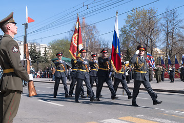 Image showing Banner group of police on parade