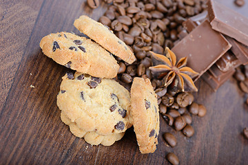 Image showing Cookies, coffee beans and chocolate