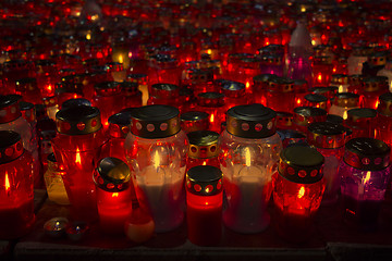 Image showing Many lighted candles