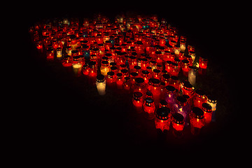 Image showing Many lighted candles