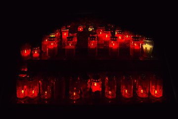 Image showing Many lighted candles