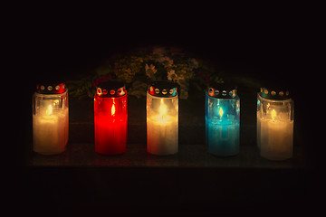 Image showing Many lighted candles