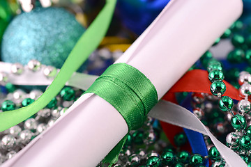 Image showing christmas ornament with pearls, new year card