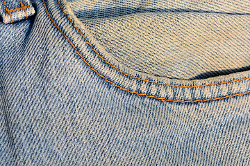 Image showing Denim Pocket Closeup texture background of jeans and pockets