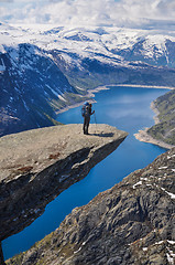 Image showing Hiker on Trolltunga, Norway