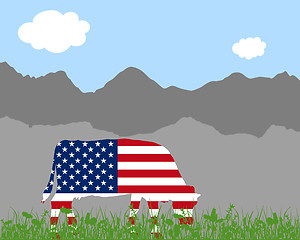 Image showing Cow alp and flag of USA