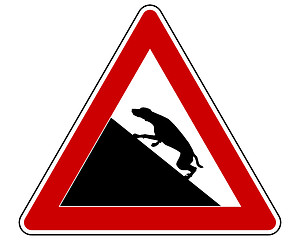 Image showing Slope warning sign for dogs