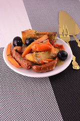 Image showing Salad with sausage, cheese, carrots