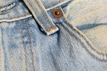 Image showing Denim Pocket Closeup texture background of jeans and pockets