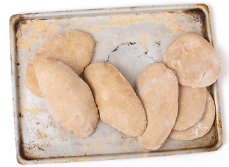 Image showing Homemade Egyptian pita bread from above