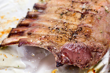 Image showing rack of lamb from the oven