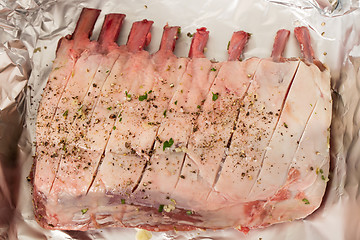 Image showing Raw rack of lamb