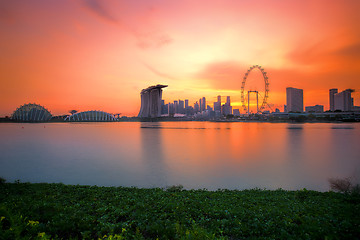 Image showing Singapore Skyline at sunset