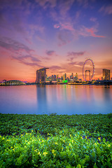 Image showing Singapore Skyline at sunset