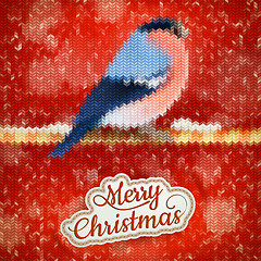 Image showing Christmas label with Bullfinch. EPS 10
