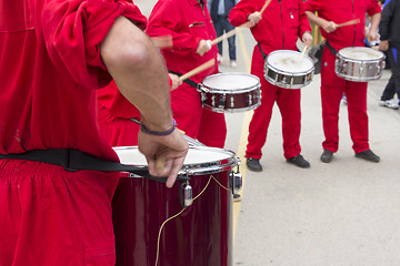 Image showing Four drummers