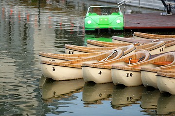 Image showing Wooden canoes 