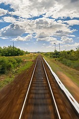 Image showing Cargo trains in old train depot