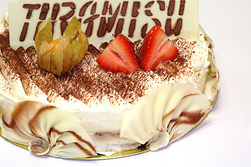 Image showing Birthday cake of Tiramisu