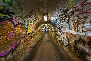 Image showing Dark undergorund passage with light