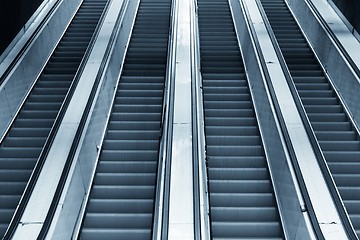 Image showing Moving escalator in the business center