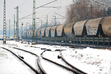 Image showing Railroad tracks in the snow