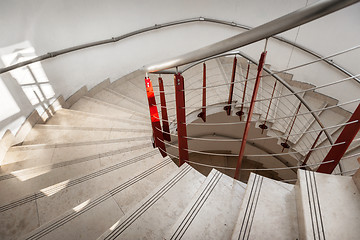 Image showing Upside view of a spiral staircase