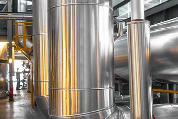 Image showing Industrial pipes in a thermal power plant